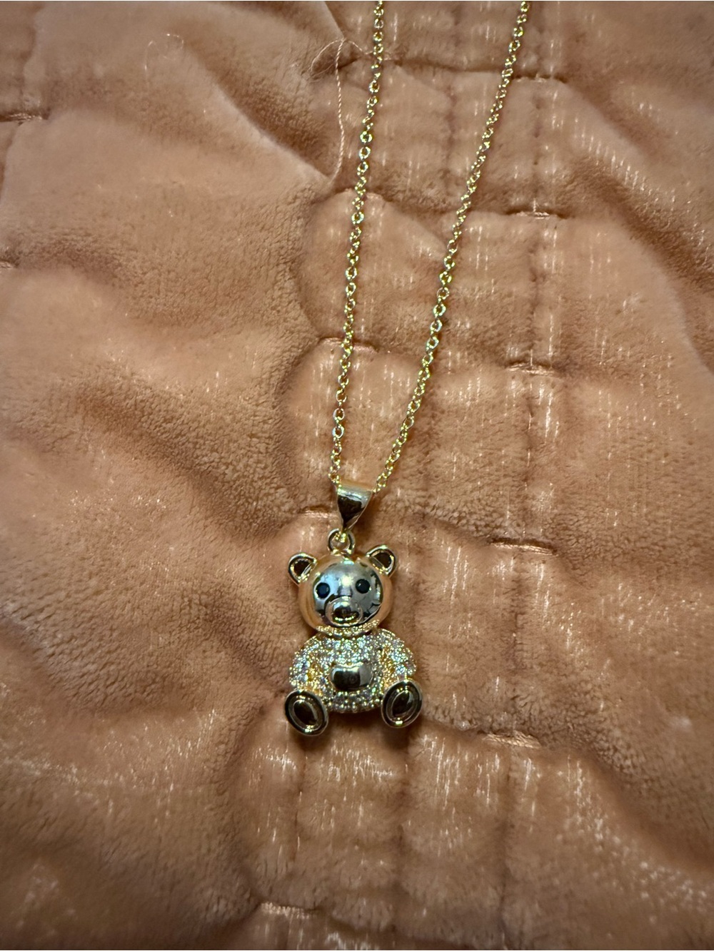 Pretty Bird Gold Teddy Bear Pendant Necklace